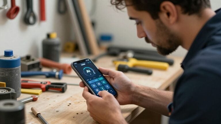 Tradie using AI on phone to get more jobs.