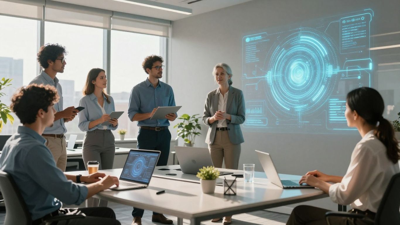 Australian small business owners using AI technology.