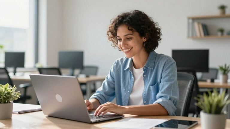 Australian small business owner using AI technology.
