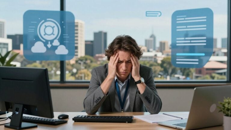 Small business owner confused by AI in Australia.
