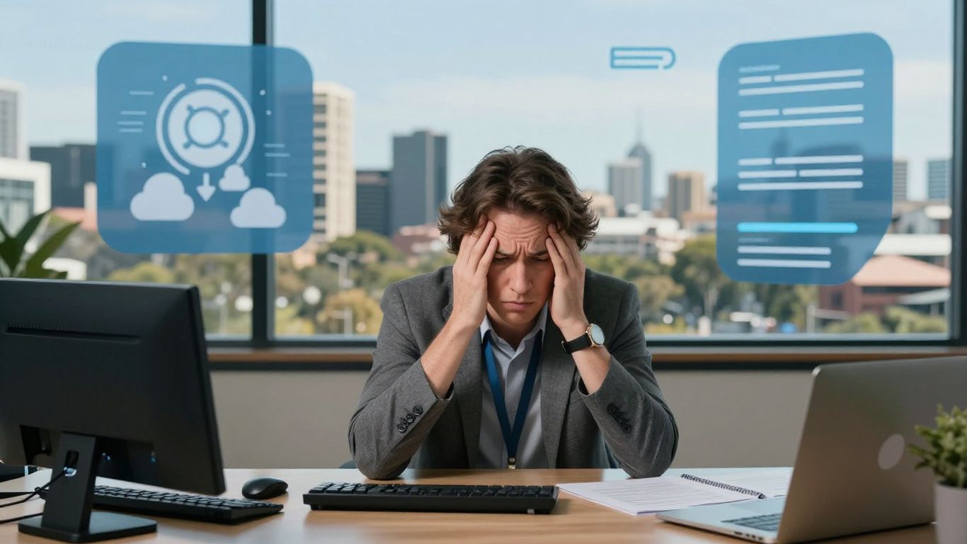 Small business owner confused by AI in Australia.