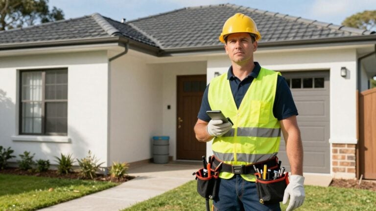Electrician in Australia working on a house.