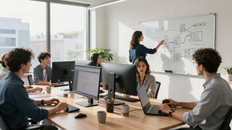 AI agency team collaborating in modern Adelaide office.