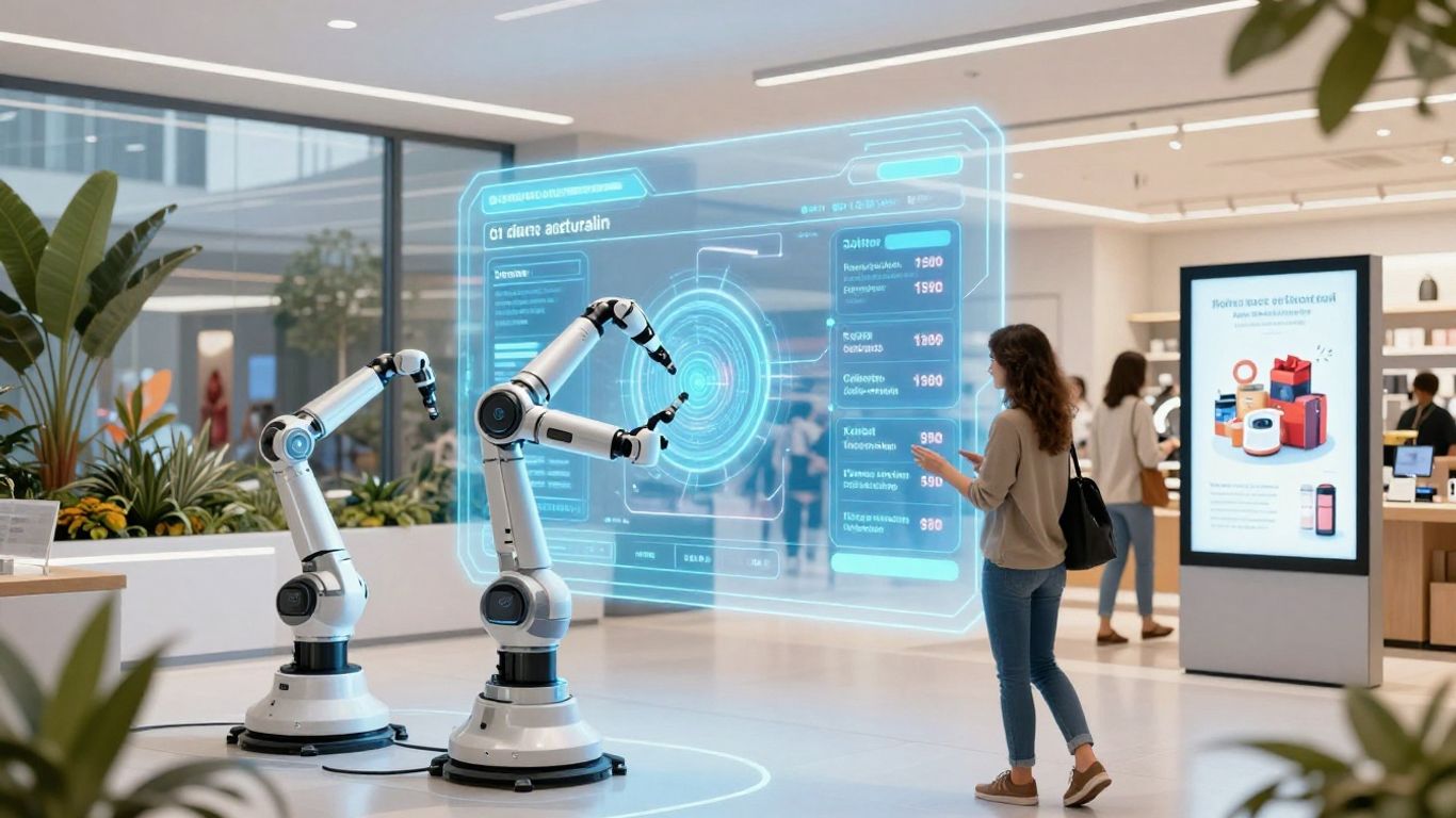 AI assisting customers in an Australian retail store.