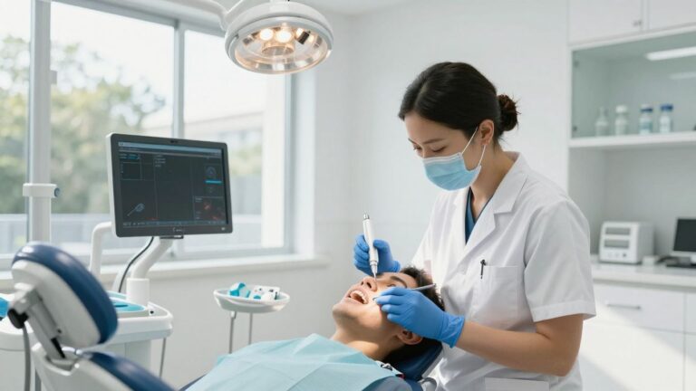 Dentist using AI tools in Australian clinic