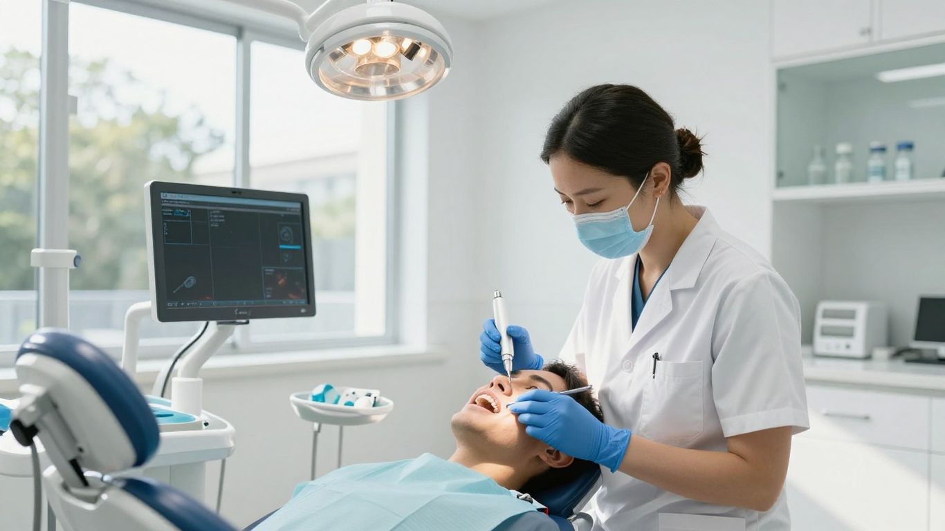 Dentist using AI tools in Australian clinic